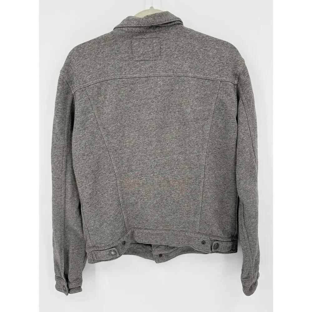 Levi's Men's French Terry Trucker Shacket Jacket Heather Gray 100% Cotton Size M